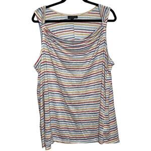 Lane Bryant Red Blue Yellow Stripe‎ Sleeveless Tank Plus Size 22 / 24